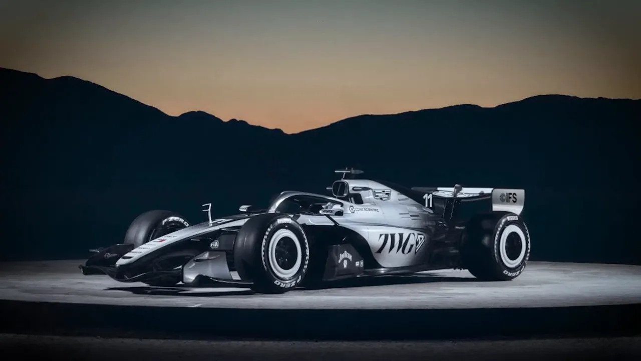 Cadillac Formula 1 concept car studio reveal, side view