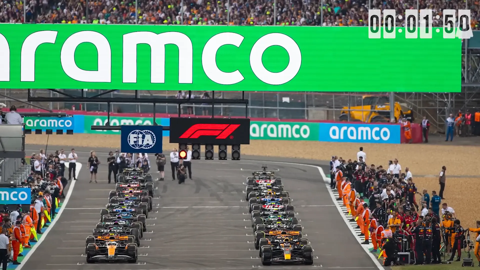 Drivers lining up for formation lap