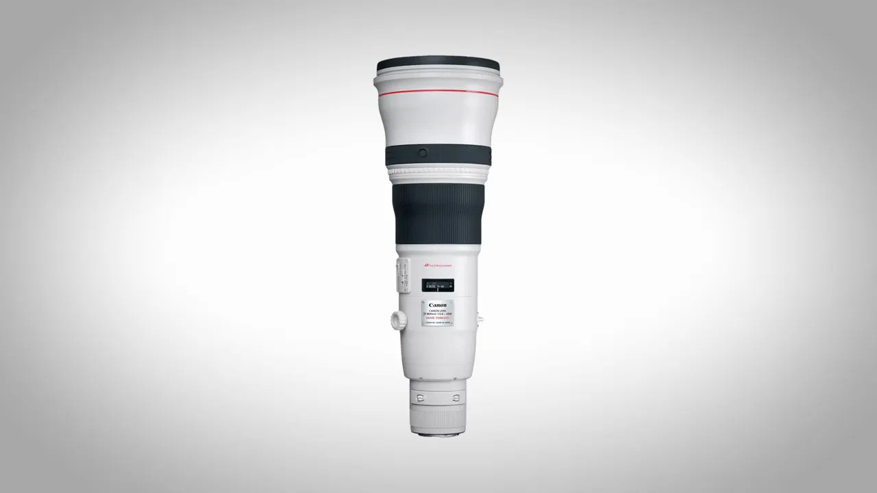 Canon 800mm super-telephoto lens studio shot