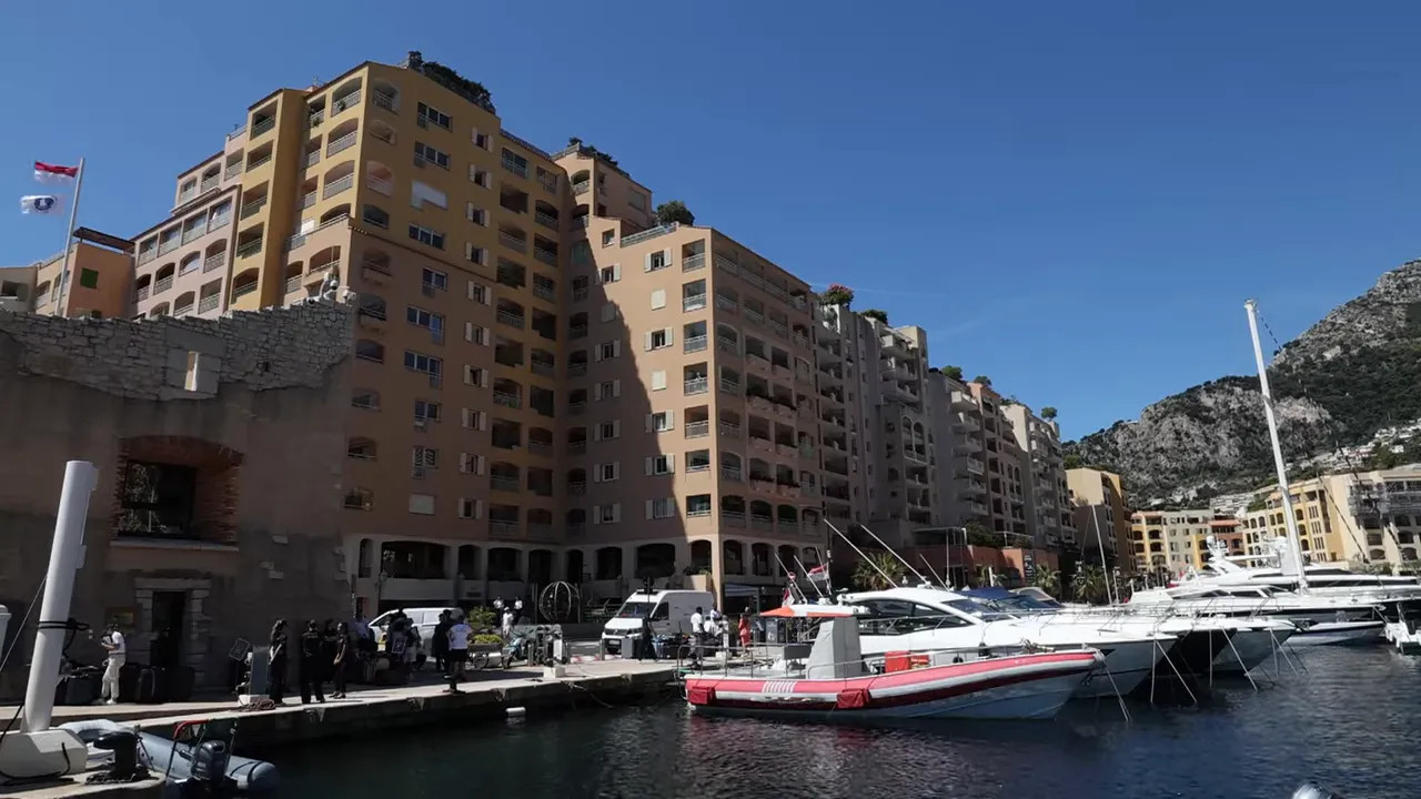 Apartment blocks and boats around Port Fontvieille marina