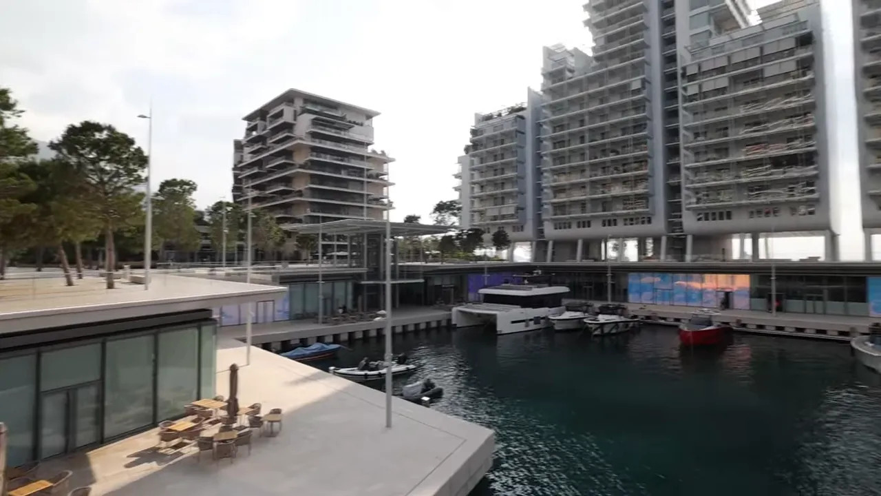 Modern waterfront apartment buildings in Monaco's new reclaimed district