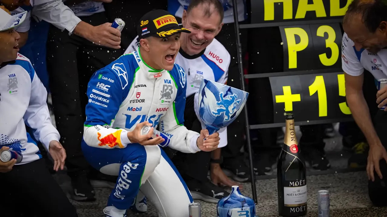 Isack Hadjar in the junior car on track