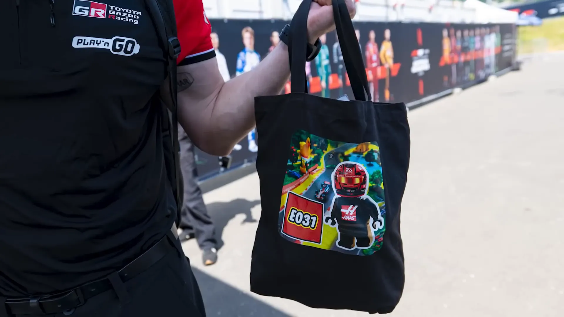 Esteban Ocon fan gift bag made from Lego