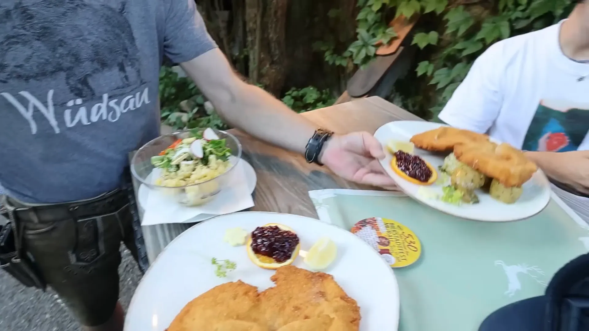 Schnitzel and potato salad at Bakviet, Gusthaus, Dunka restaurant