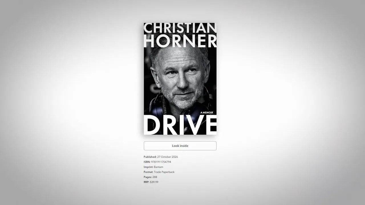 Book cover reading Christian Horner Drive on a white background