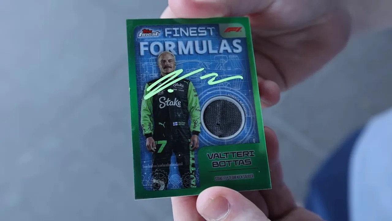 Valtteri Bottas relic card — a piece of race suit memorabilia