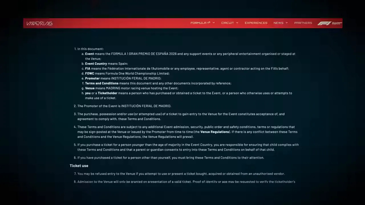 Terms and conditions warning and ticketing platform queue